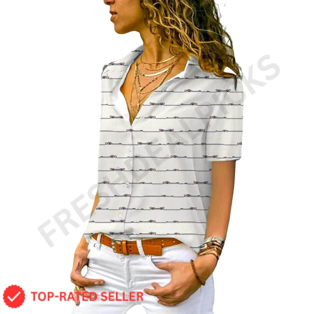 Floral V-Neck Button Down Shirt Dressy Casual Summer Blouse Chic